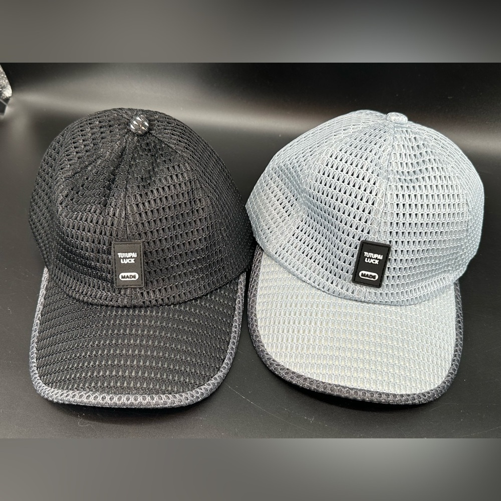 (2) NEW Tutupai Luck Baseball Mesh Cap Trucker Hat Black Gray Adjustable